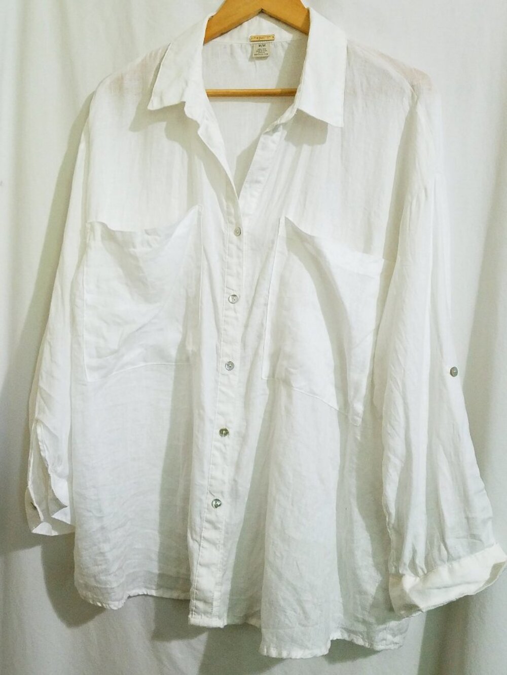 Magaschoni White Linen Oversized Resort Blouse Medium - Pre-Owned